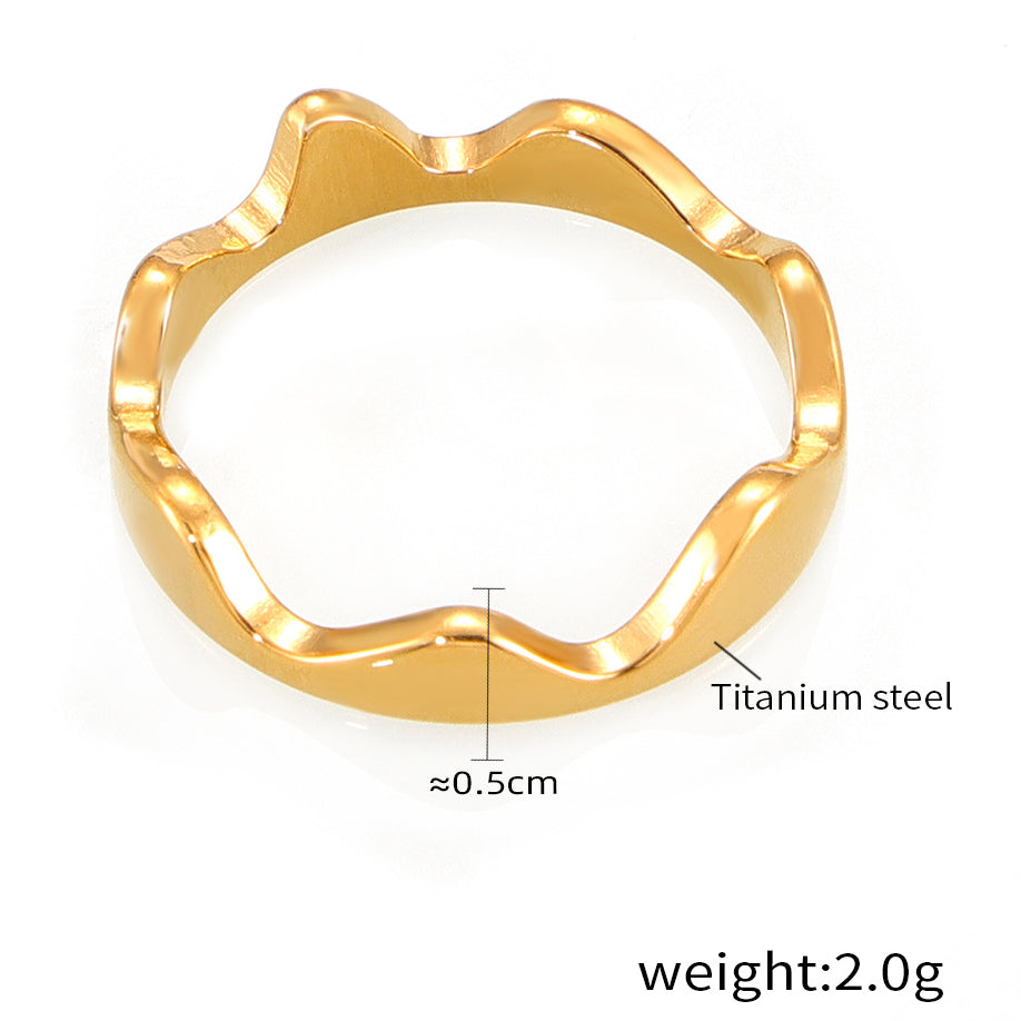 Korean Wave Minimalist Gold-Plated Titanium Steel Ring for Everyday Genie