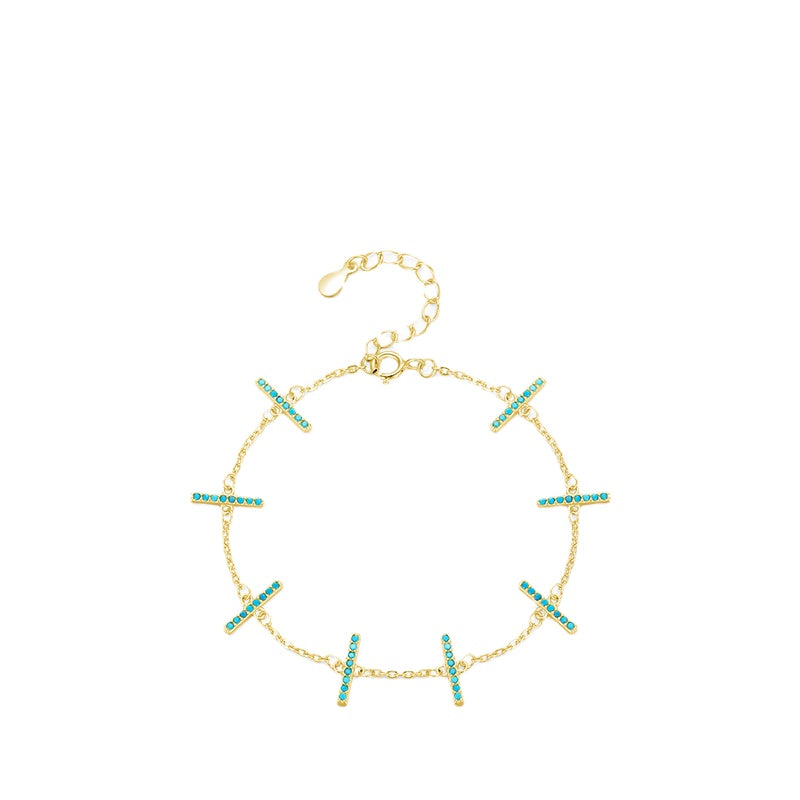 European and American Fashion Sterling Silver Turquoise Bracelet