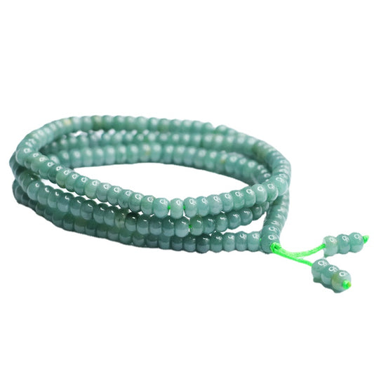 Natural Jade Necklace, Blue Green Abacus Bead, Sweater Chain, Jade