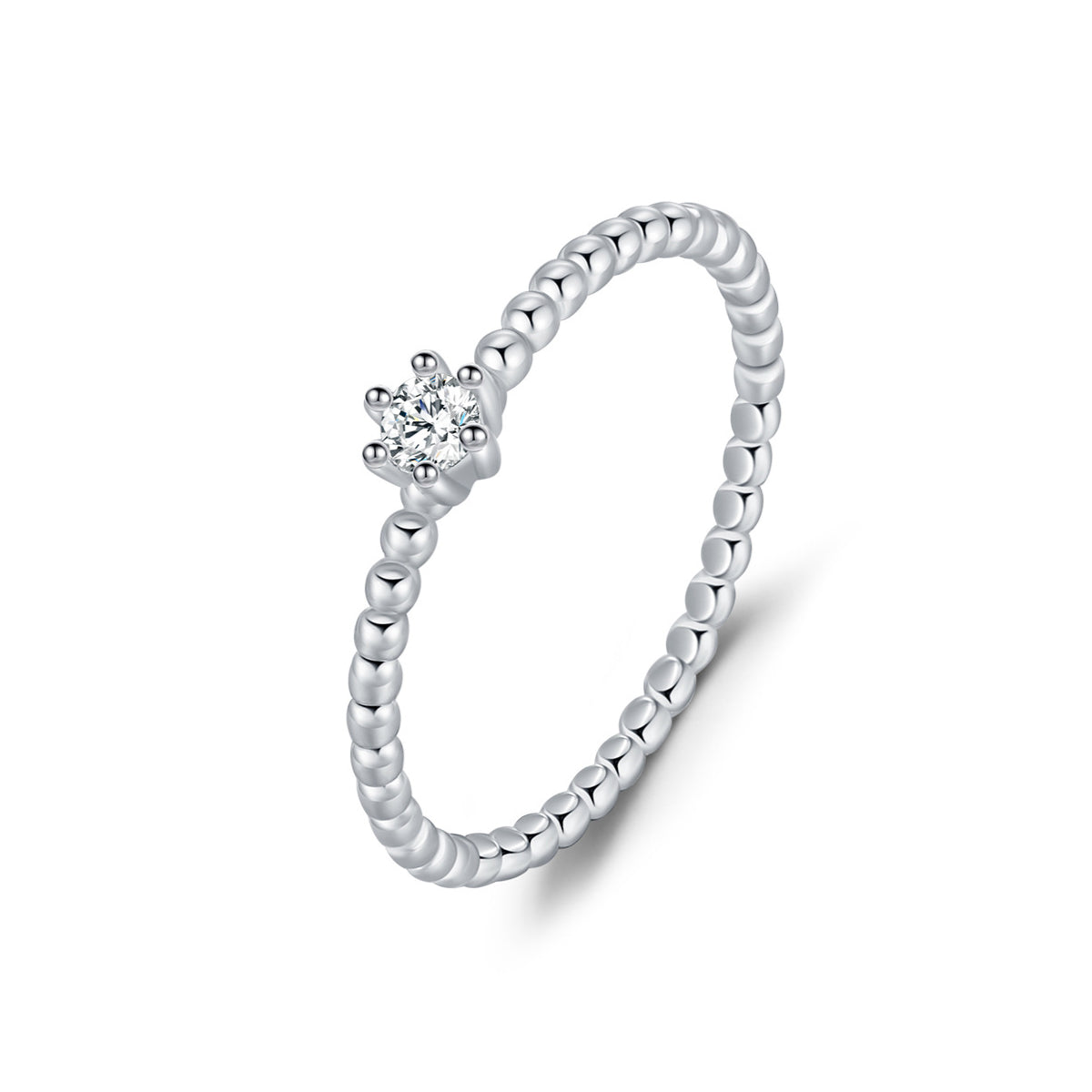 Planderful Moissanite Sparkling Ring – Elegant Geometric Design with Moissanite Beads