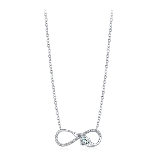 Luxurious Sterling Silver Mobius Necklace with Zircon Gem for Women