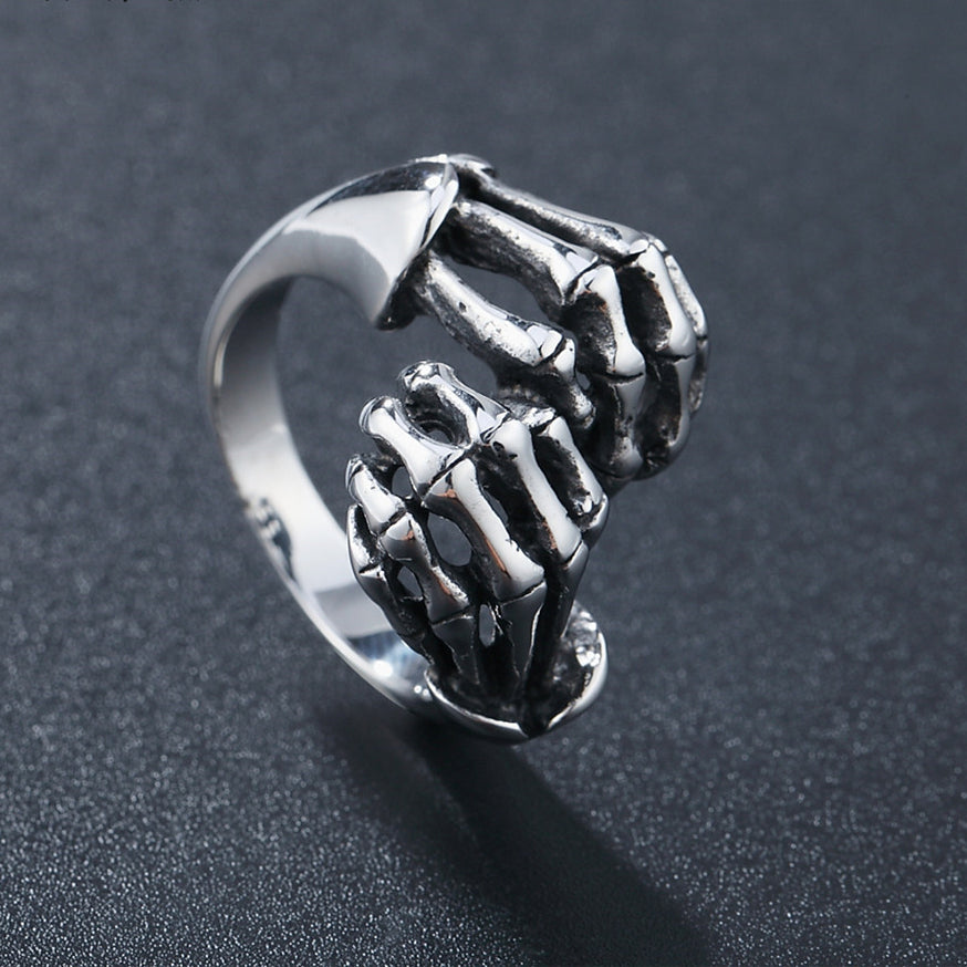 Embrace Skeleton Hands Titanium Steel Ring for Men