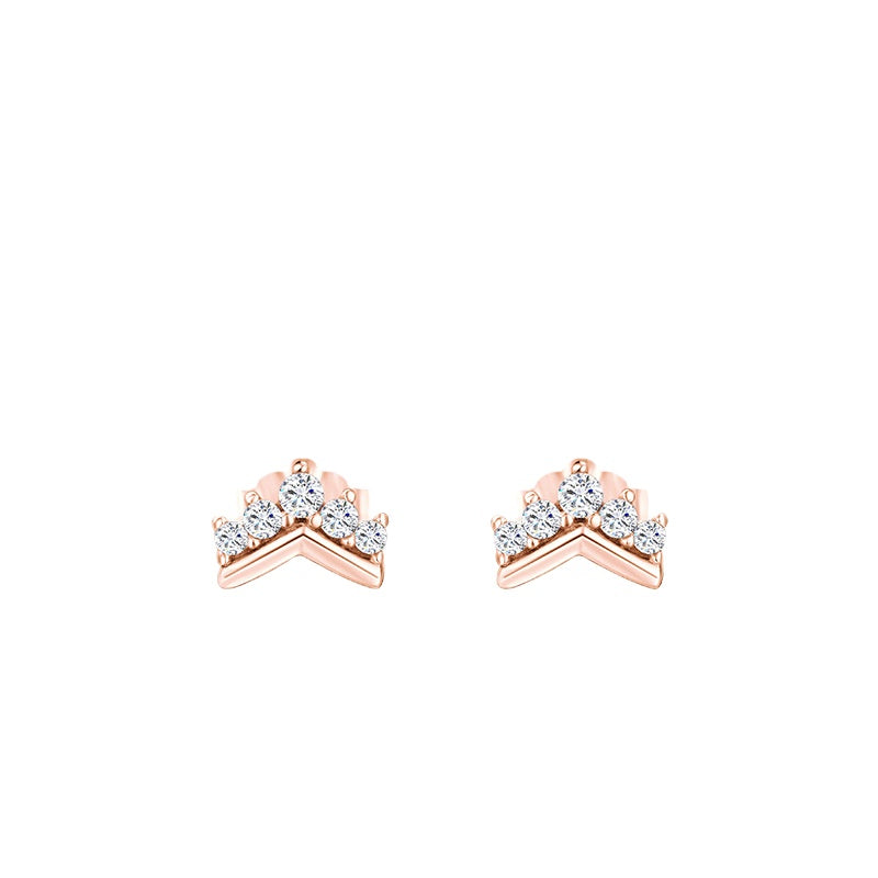 Sterling Silver Crown Earrings with Zircon for Women