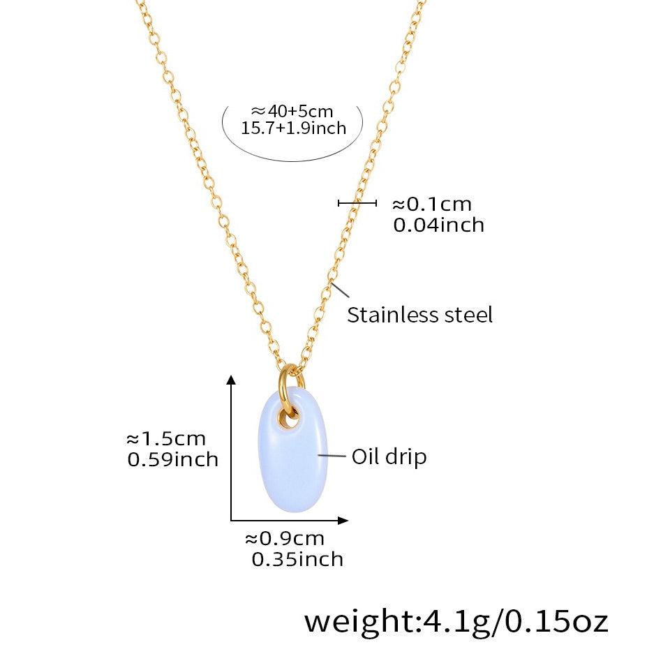 Planderful Oval Pendant Necklace 18K Gold Plated For Women