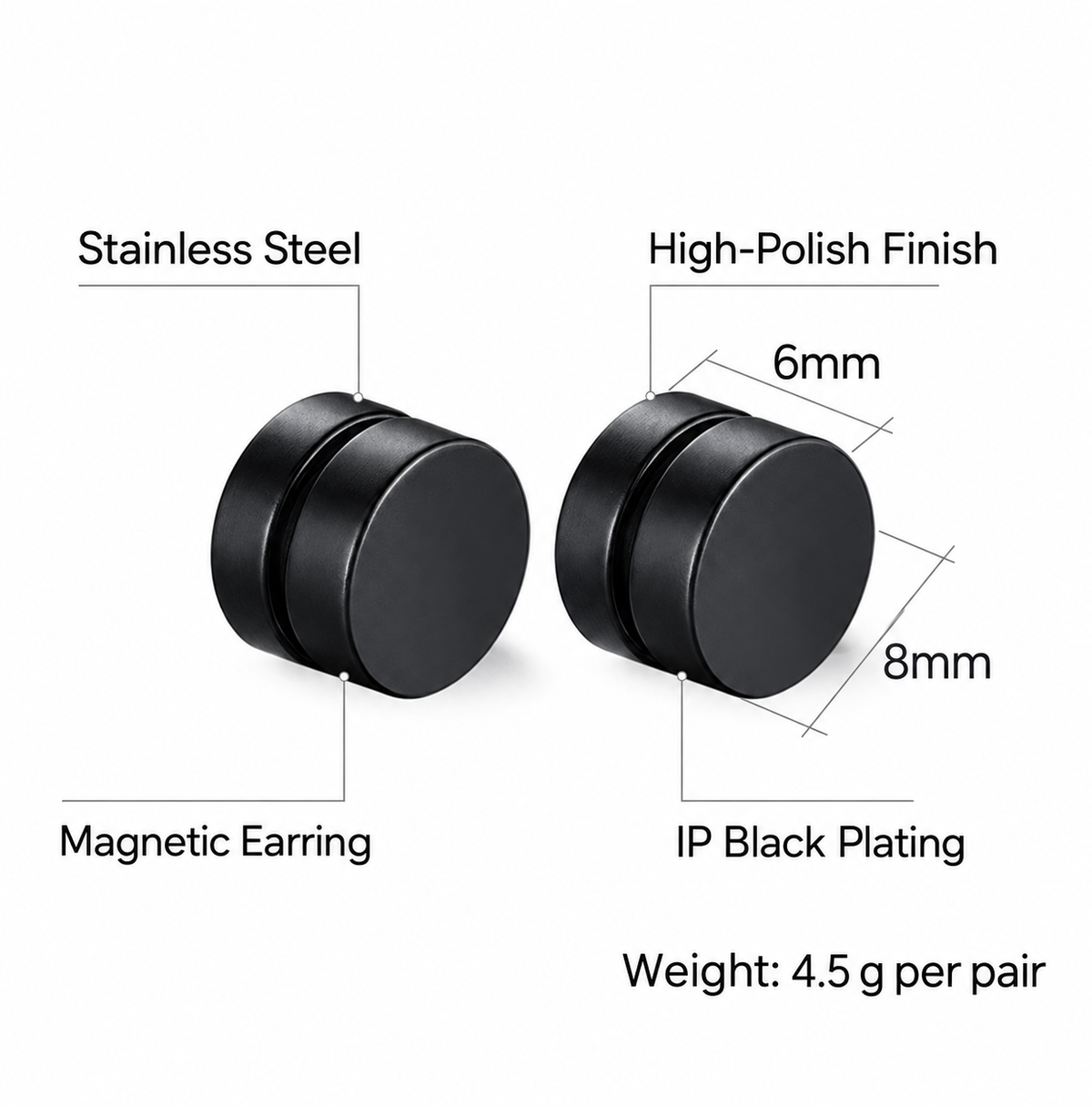 8 mm Magnetic Earring Specifications