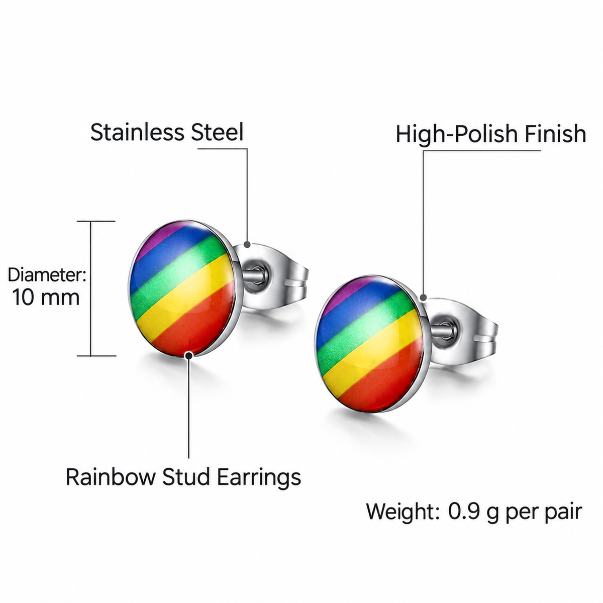 Rainbow Stud Earring Specifications