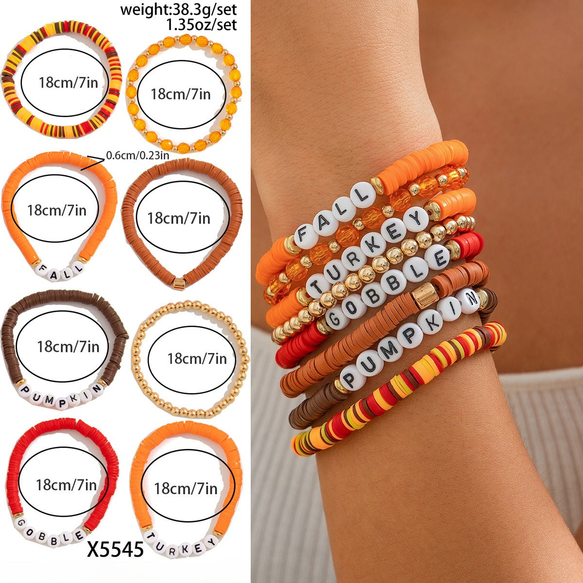 Planderful Thanksgiving Turkey Pendant Bracelet Personalized Letter Pumpkin Gift For Women