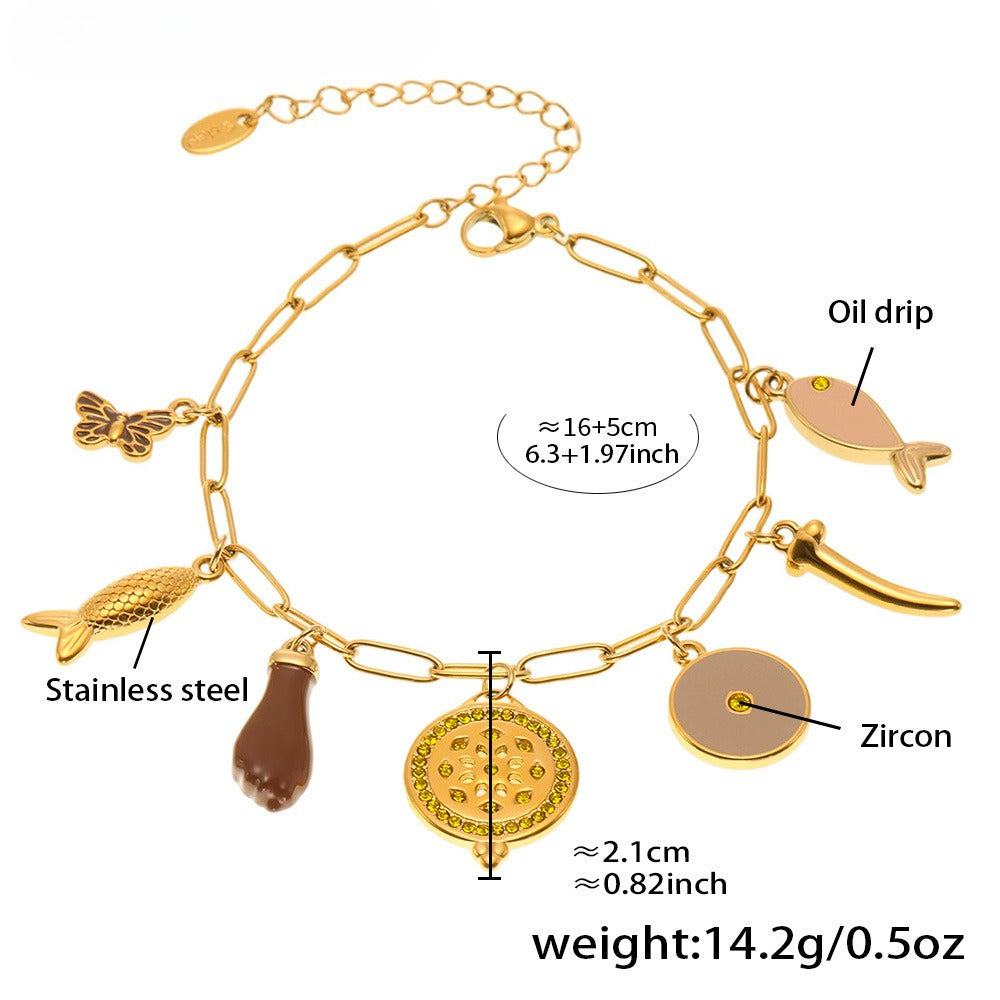 Planderful Dripping Oil Pendant Bracelet For Summer