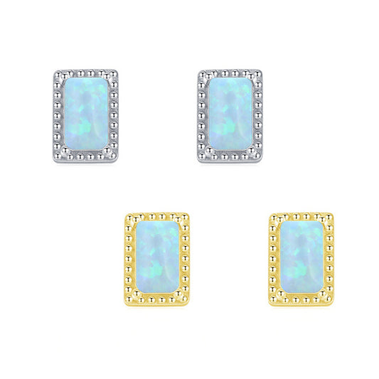Opal Stud Earrings in Sterling Silver with Exquisite Gemstones for Women