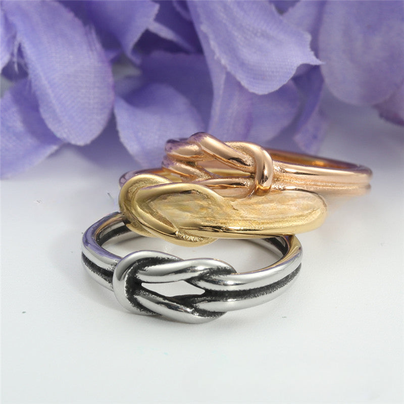Retro Titanium Steel Hollow Rope Knot Ring for Men and Women - Trendy Stainless Steel Accessory 24079