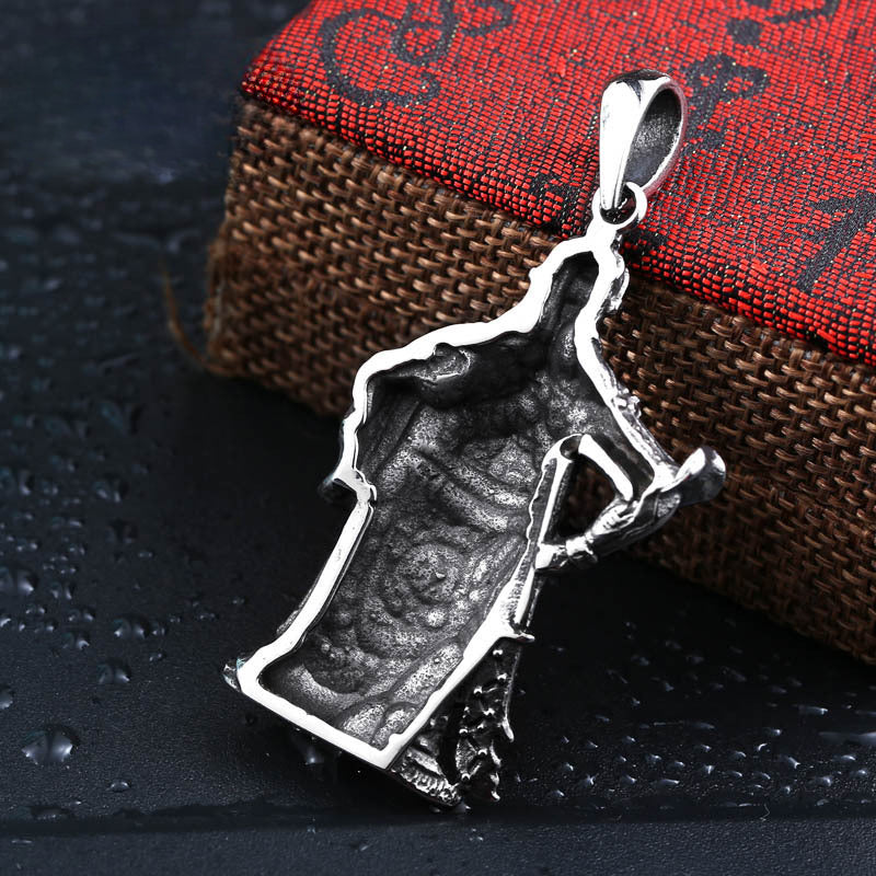 Titanium Steel Three-Dimensional Guan Gong Pendant for Men - Ethnic Style Wholesale Jewelry