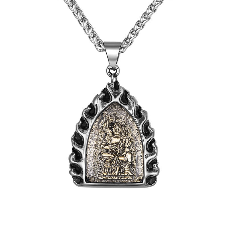 Titanium Steel Necklace – Vintage Buddha Zodiac Charms