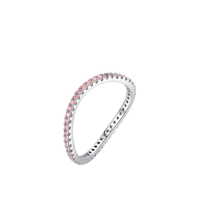Sterling Silver Wave Ring with Colored Zircon Stones