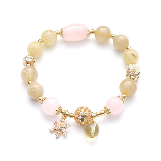 Blonde Crystal Charm Bracelet with Pink and Yellow Accents