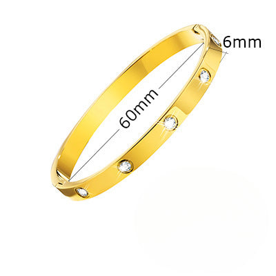 6MM Stainless Steel Rhinestone Bracelet Trend Jewelry Wholesale