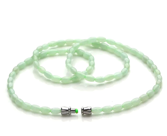Natural Myanmar A Grade Jade Necklace Rice-shaped Jade Bead Chain