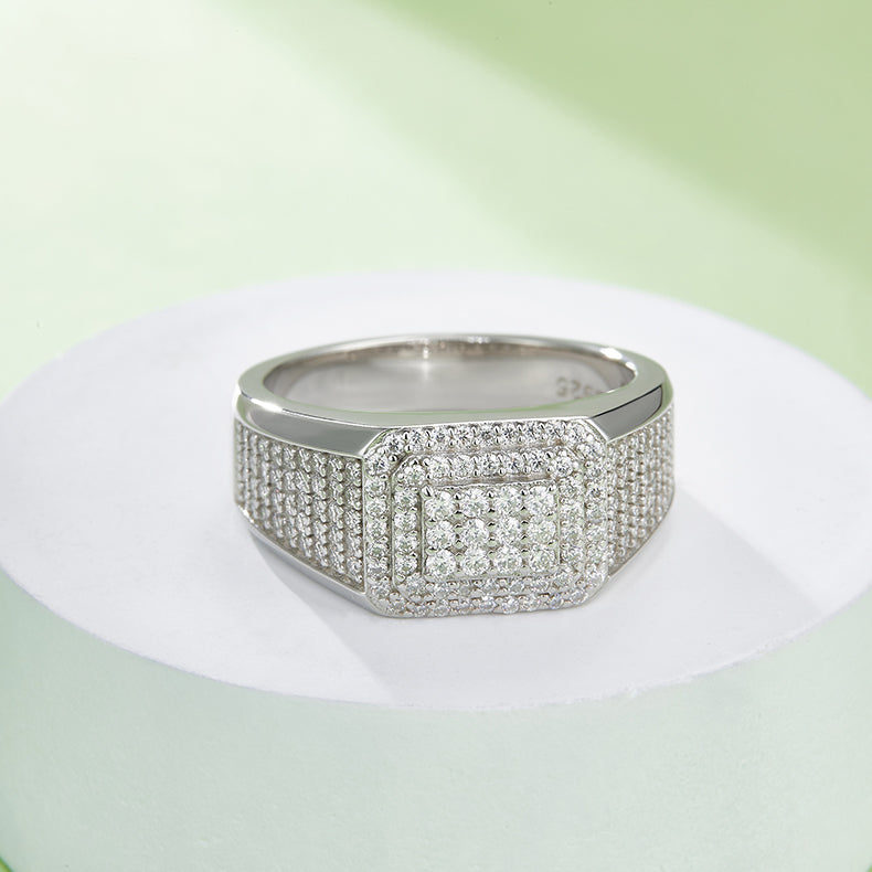 Vintage Rectangle 0.84 Carat Moissanite Silver Ring