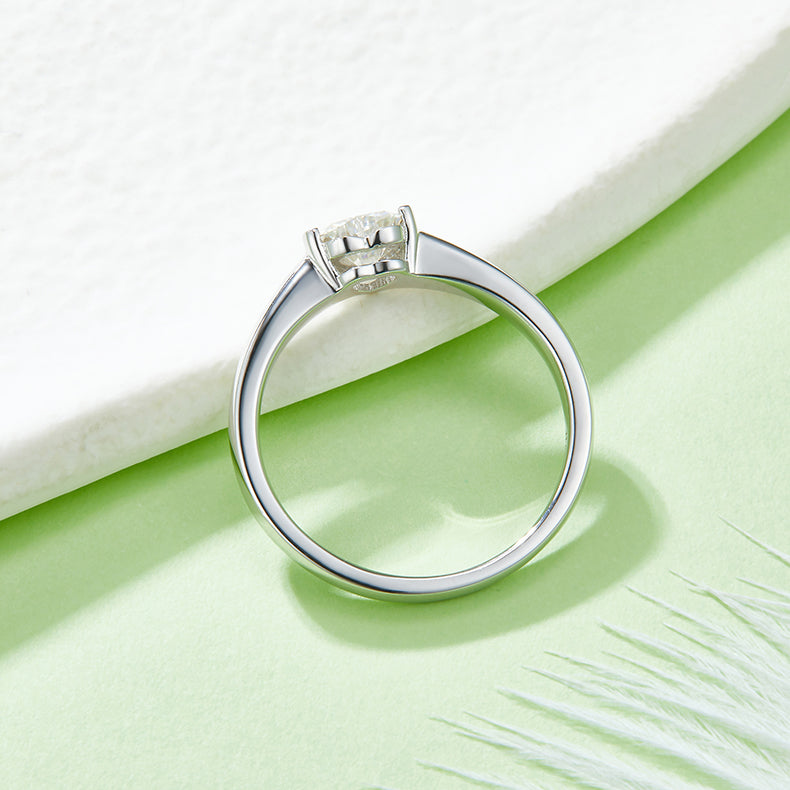Solitaire 0.5 Carat Heart Shape Moissanite Engagement Ring