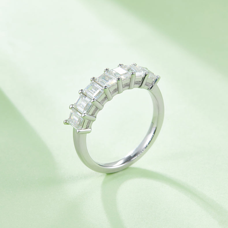 Seven 2.1 Carat Emerald Cut Moissanite Ring