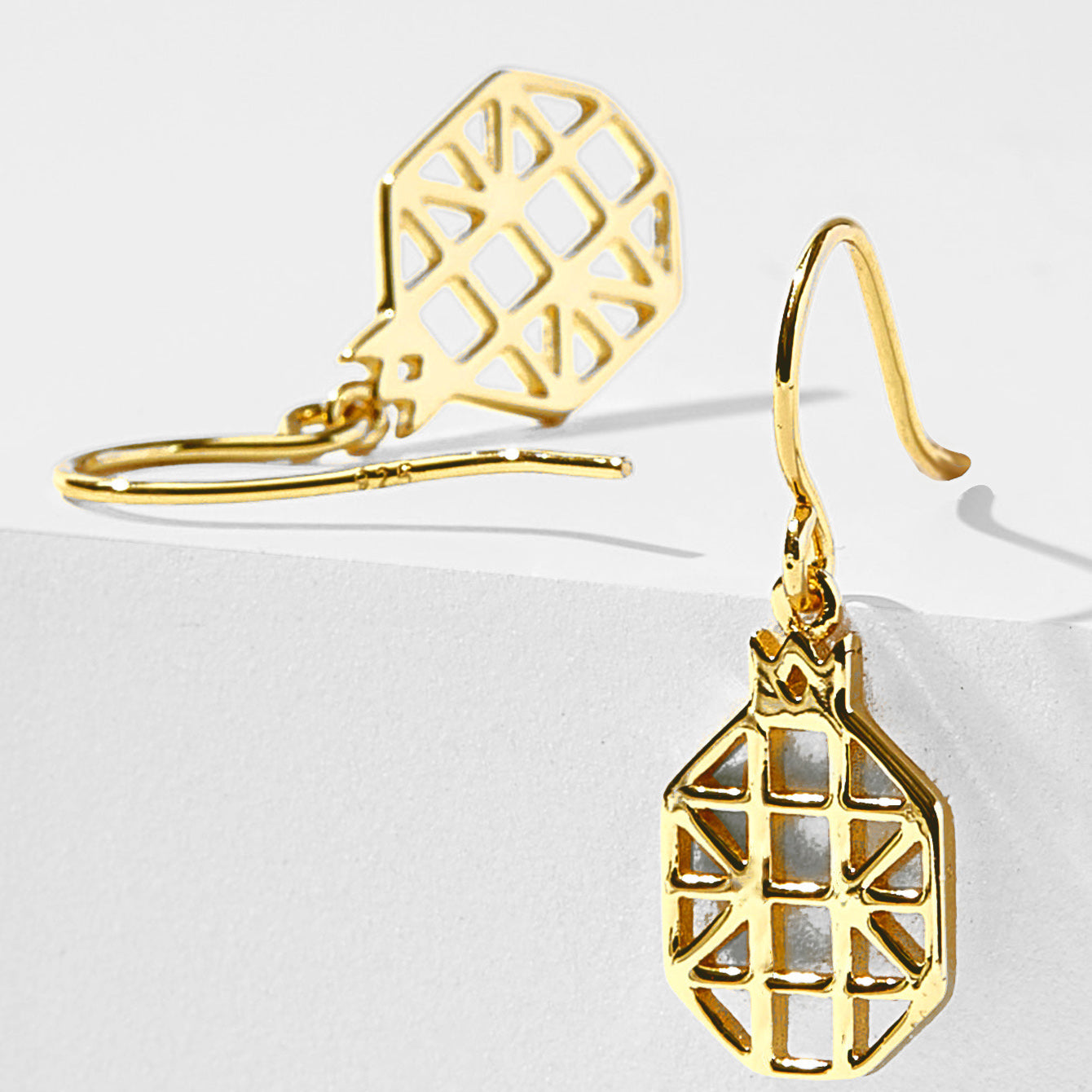 S925 Silver Plated 14K Gold Fun Fruit Pineapple Drop Earrings