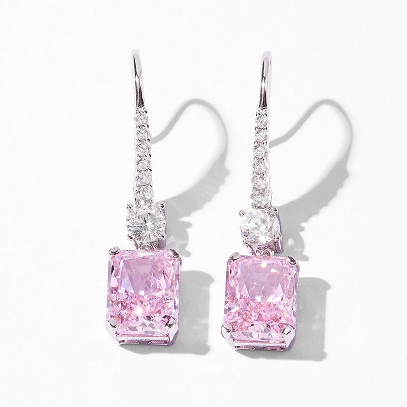 S925 Silver Plated Platinum Ice Flower Cut Zircon Earrings