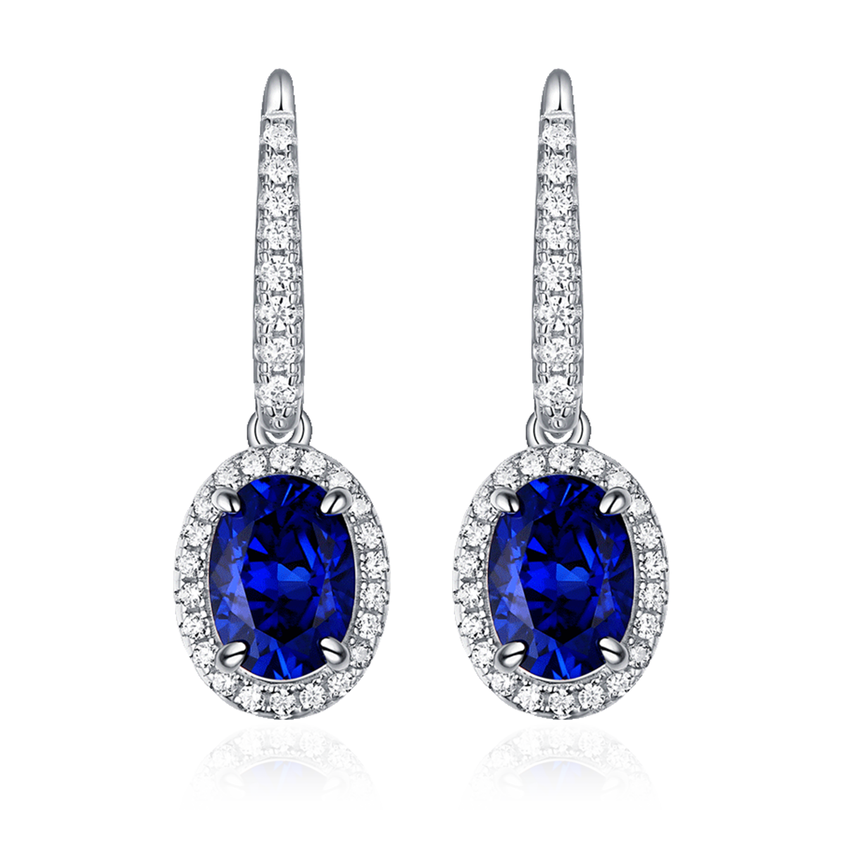 1.0 Carat Oval Colored Lab Created Gemstone Halo Earrings