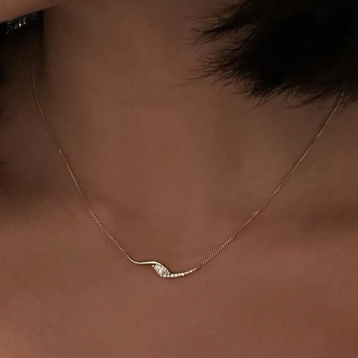 S925 Silver Plated 18K Gold Necklace with 0.4 Carat Moissanite