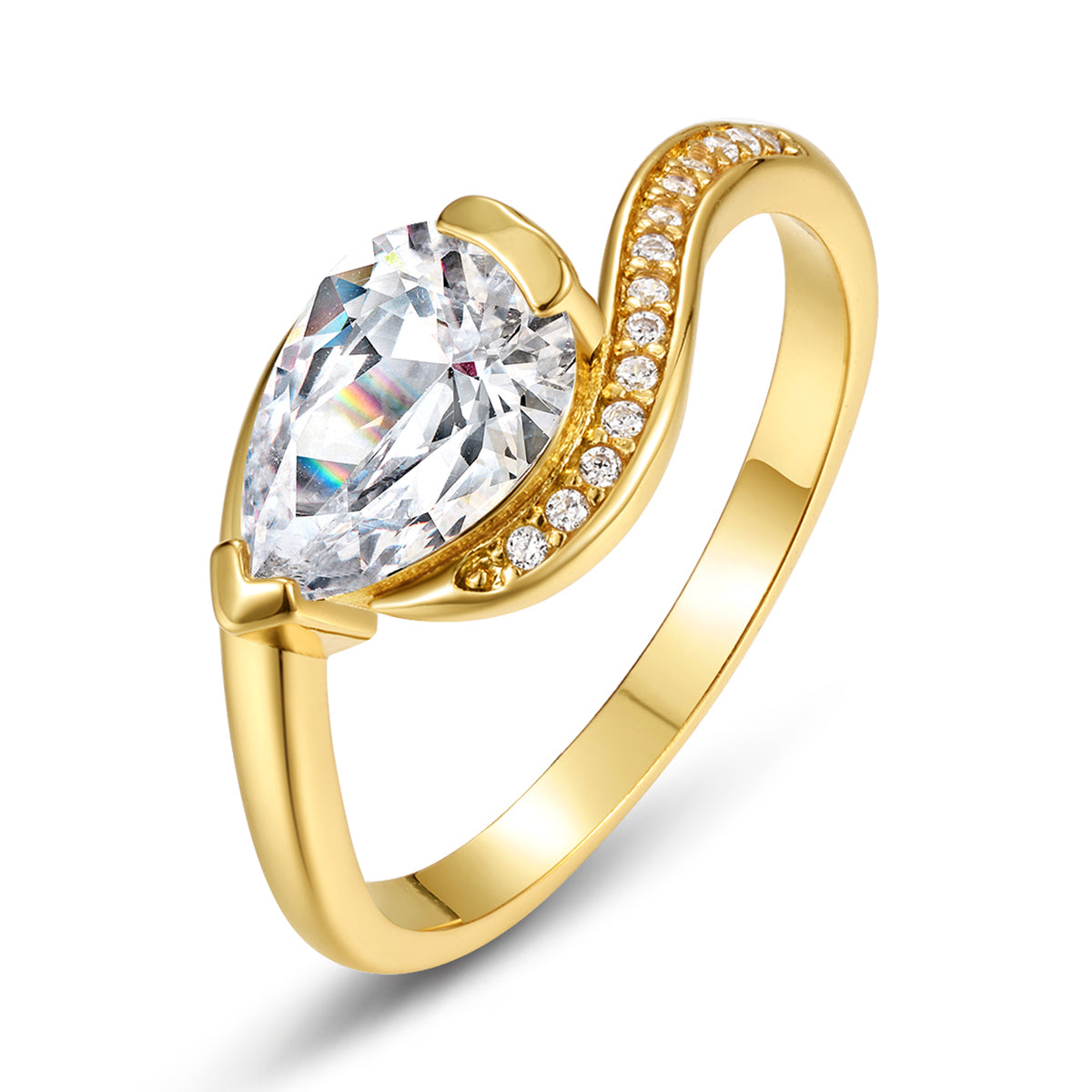 S925 Silver Plated 18K Gold Ring with Carat Moissanite
