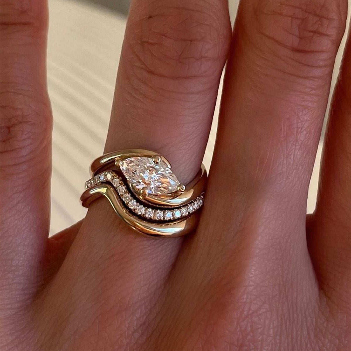 S925 Silver Plated 18K Gold Ring with 1.0 Carat Moissanite Set