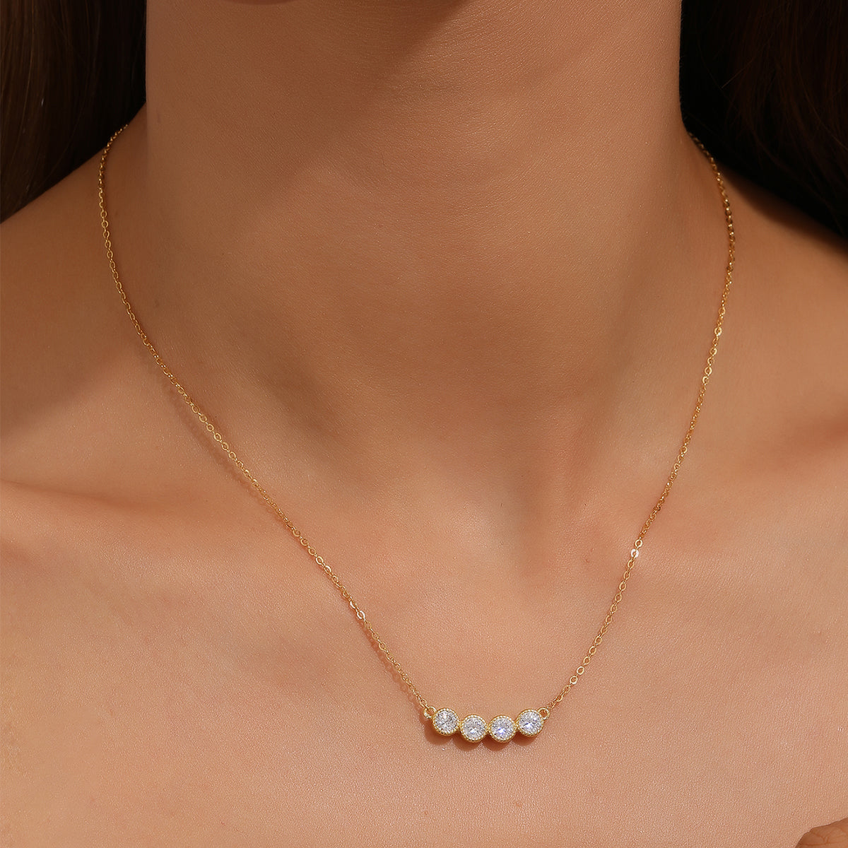 S925 Silver Plated 18K Gold Necklace With 1.2 Carat Round Moissanite