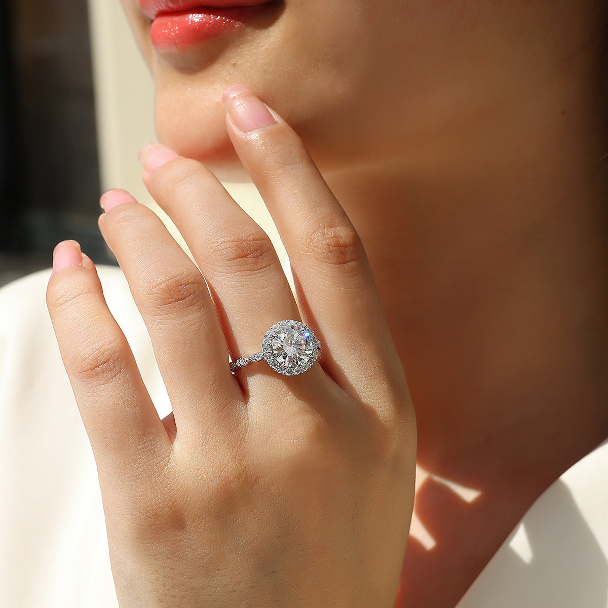 3.0 Carat Round Cut Moissanite S925 Silver Plated Ring