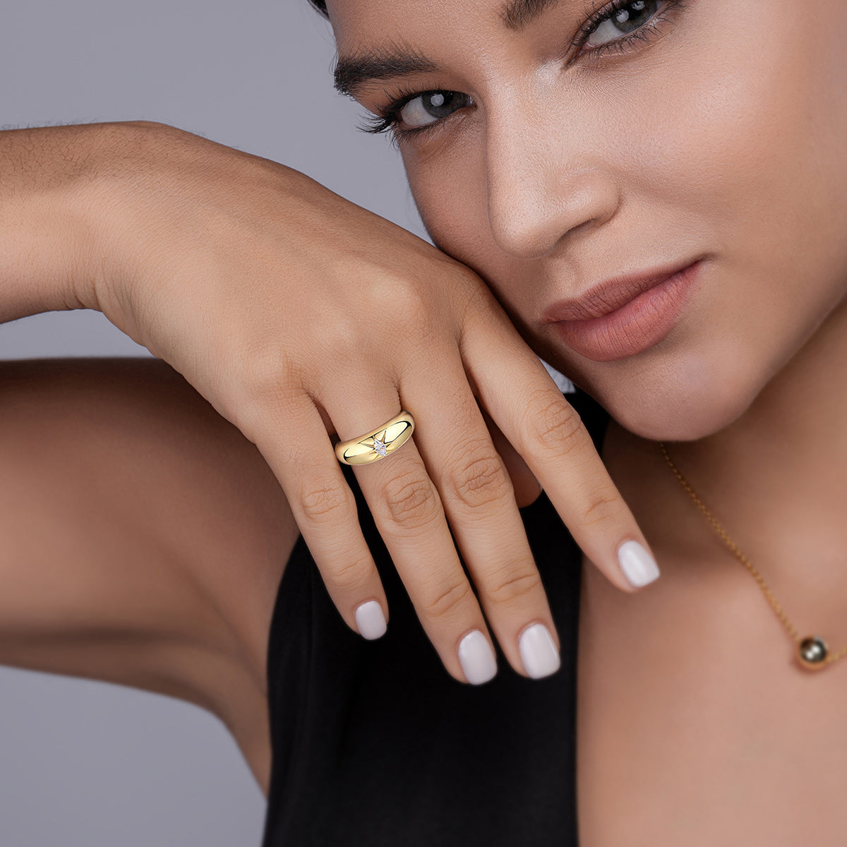 S925 Silver Plated 18K Gold Women's Ring with Marquise Shape Moissanite