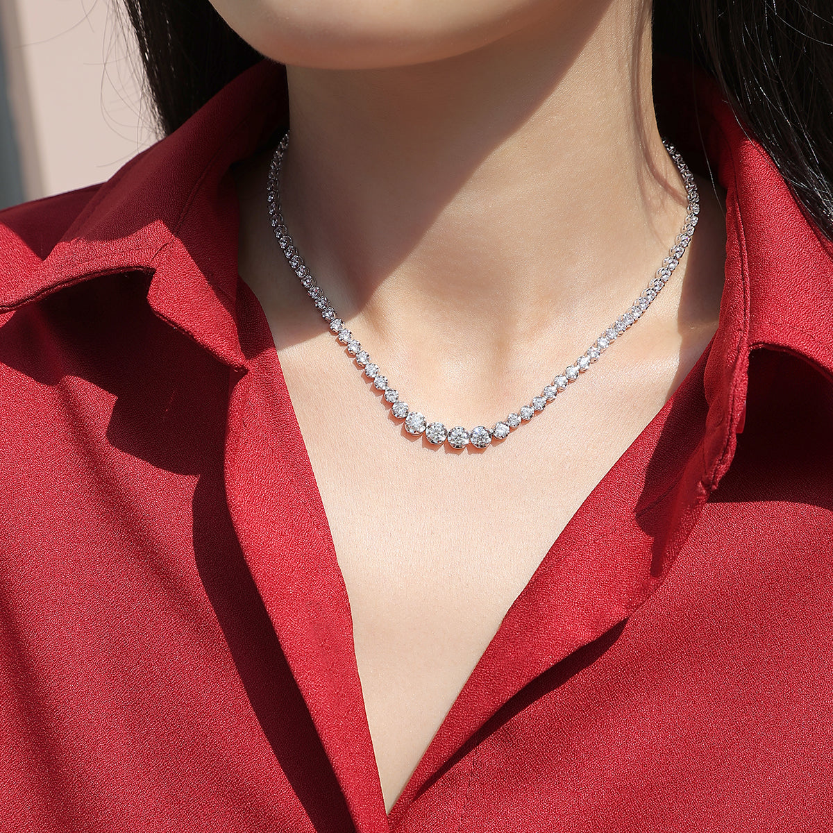 Stunning 1.2 Carat Silver Plated 18K Platinum Moissanite Necklace