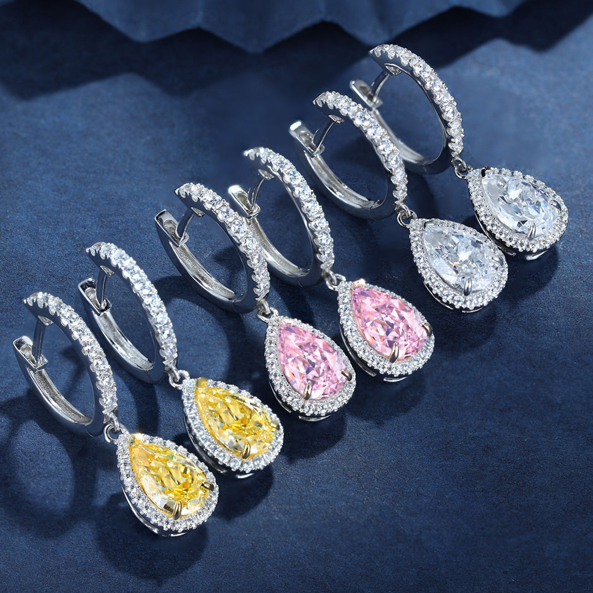 3.08 Carats Pear-Shape Lab Grown Paraiba Stone Earrings