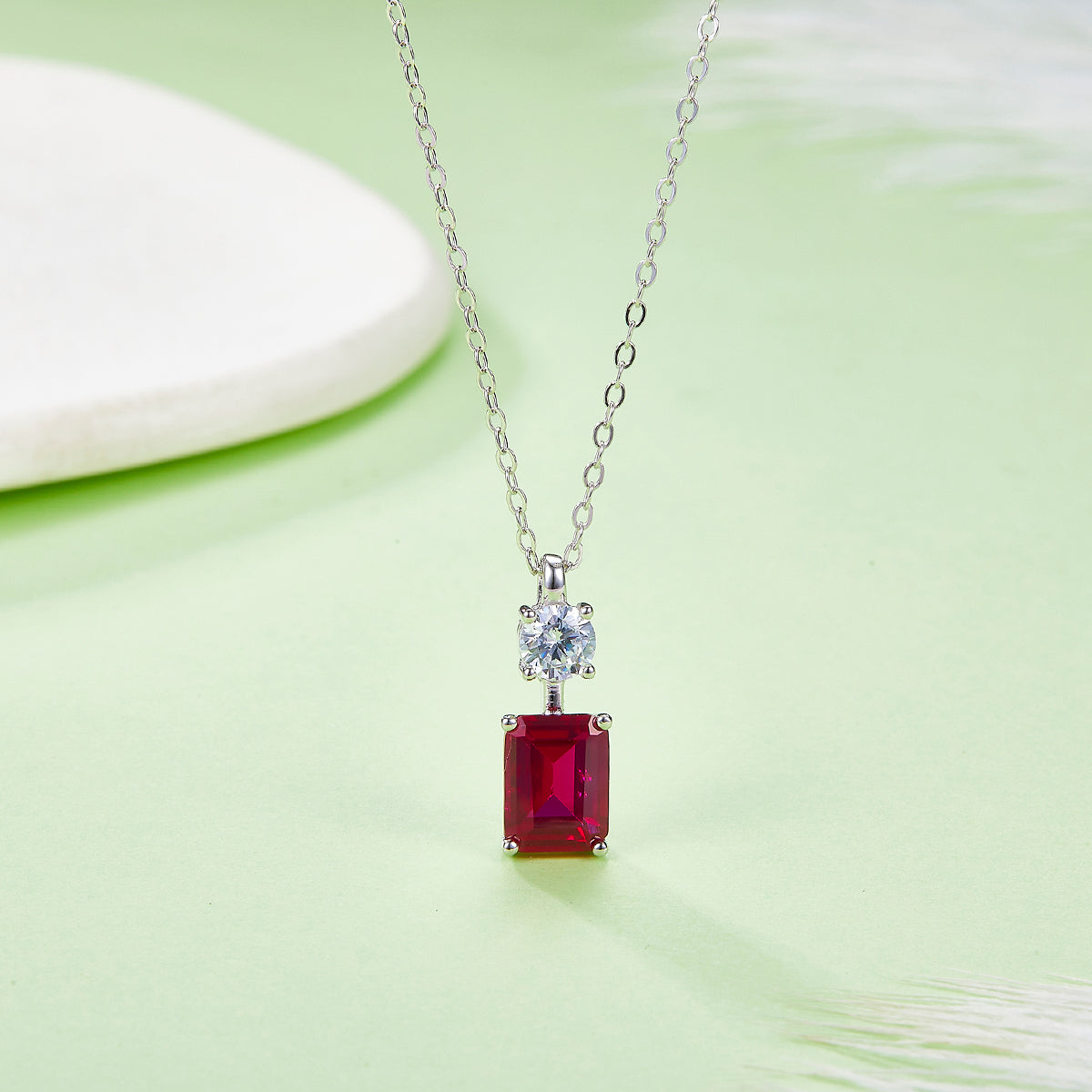 1.22 Carat Rectangle Lab Grown Gemstone Pendant Necklace