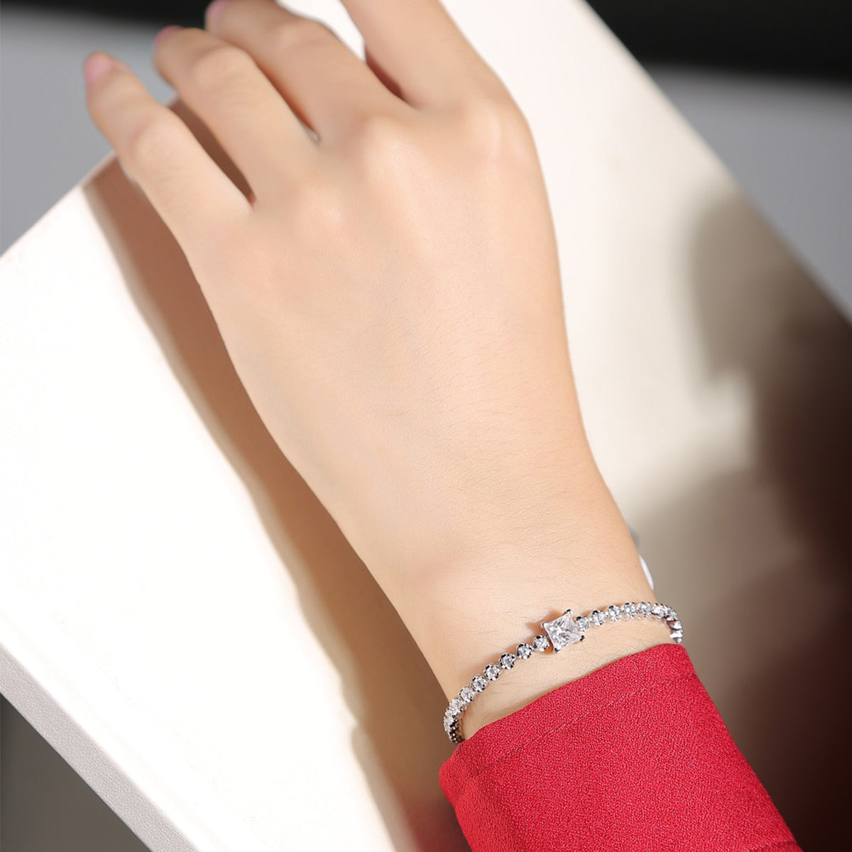 1.0 Carat Princess Cut Moissanite S925 Silver Plated Bracelet