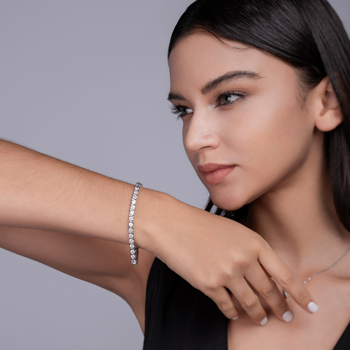 Planderful Moissanite Bracelet For Women 0.3Ct Full Round Sparkle S925 Silver Plated