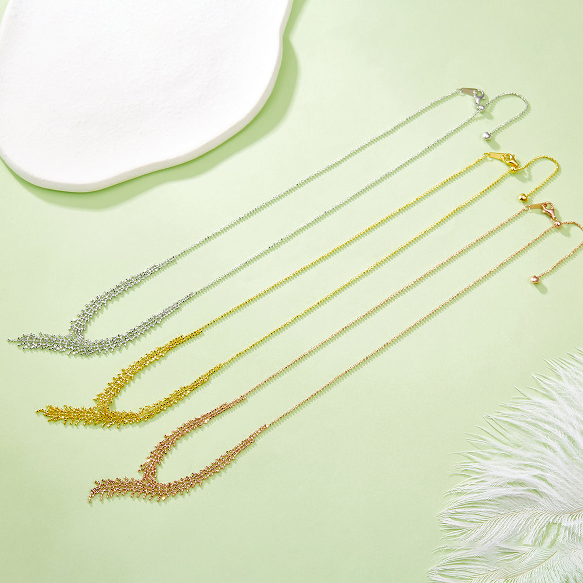 Elegant Planderful S925 Sterling Silver Italian Craft Woven Wheat Ear Design Necklace, 45cm Length for Women