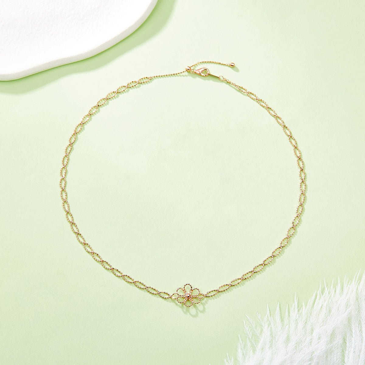 Planderful Sterling Silver S925 Weaved Lace Flower Necklace Italian Craftsmanship For Women Gift