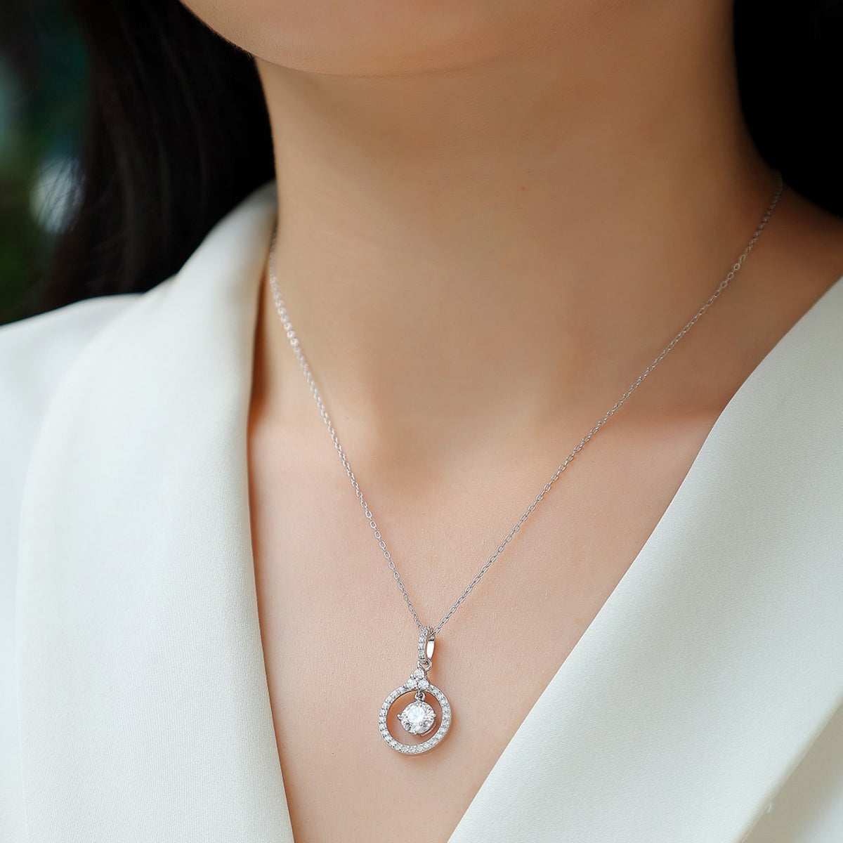 Planderful Shop 1.0ct Moissanite Pendant Necklace S925 Silver Plated Circular Pendant For Women Radiant Sparkle Gift