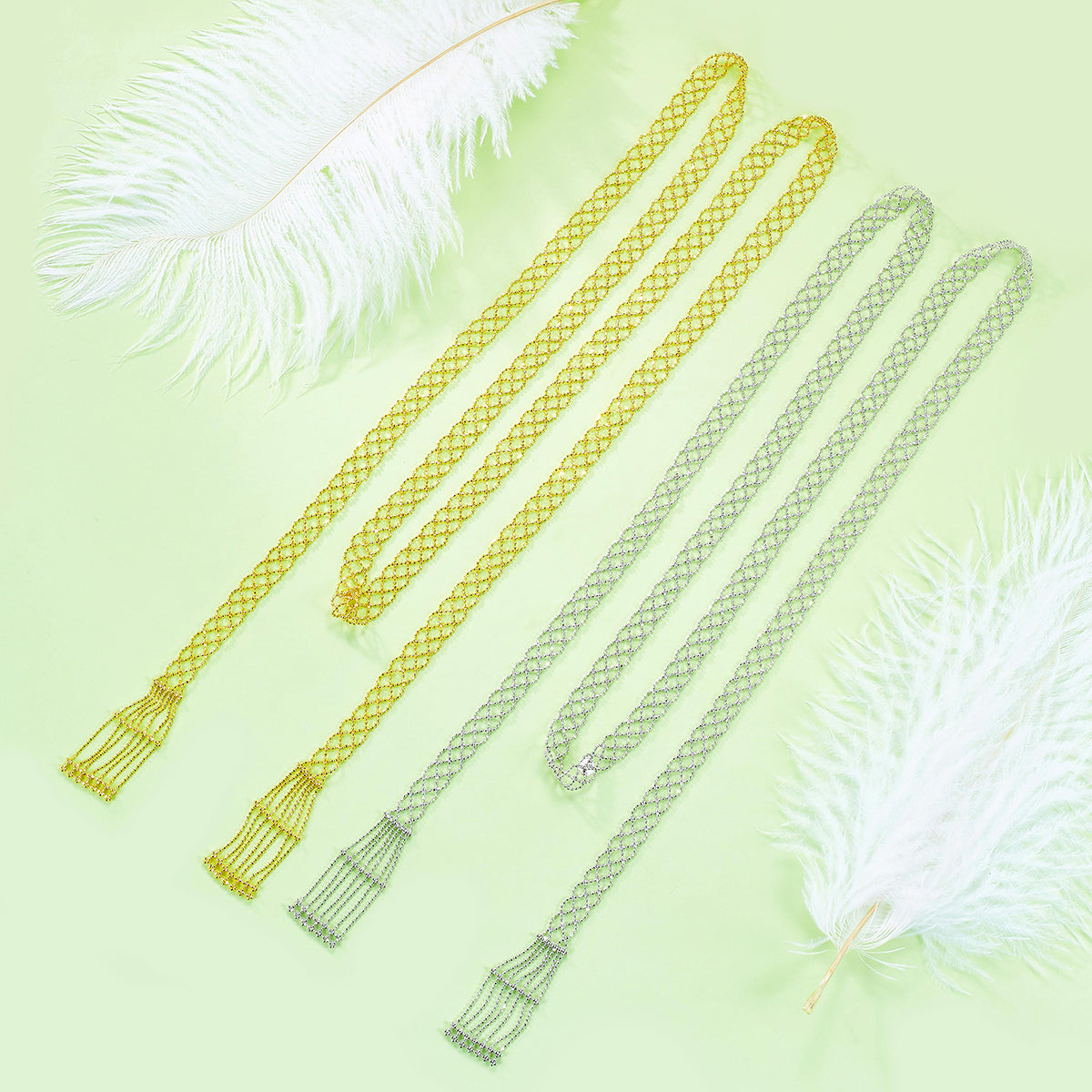 Planderful S925 Silver Necklace Luxurious Gold Plated Italian Lace Mesh 100cm Long For Women