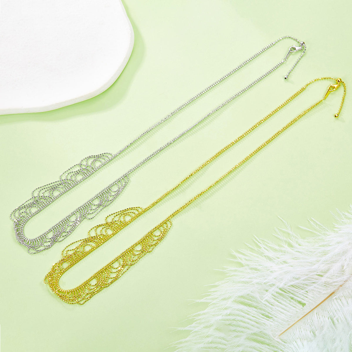 Planderful S925 Silver Lace Wave Necklace For Craft Lovers