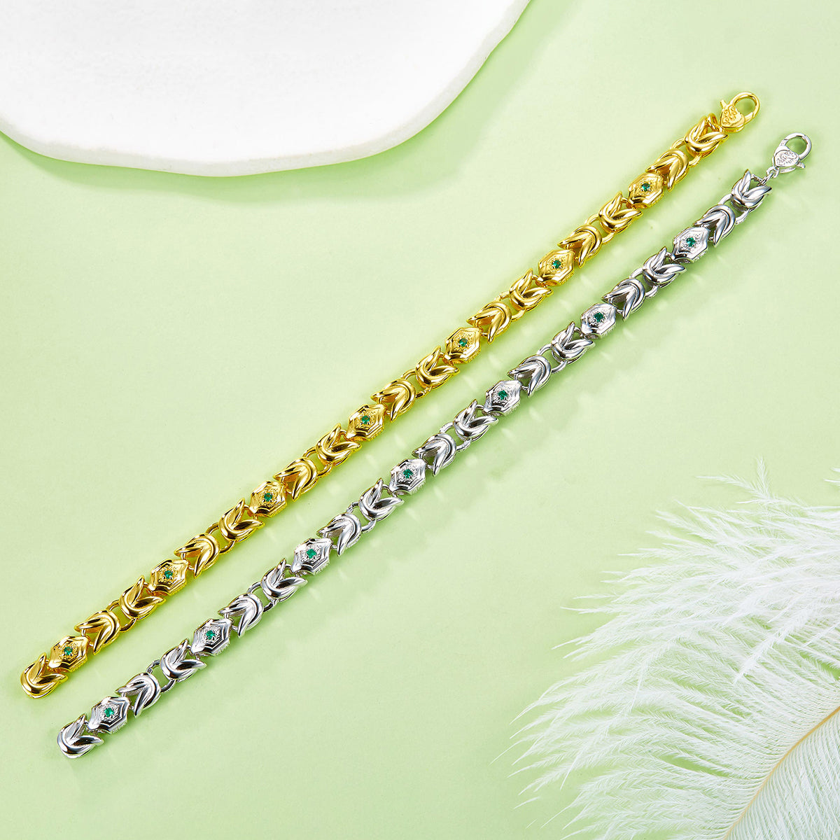 Planderful Lab Grown Emerald Bracelet S925 Sterling Silver High End Luxury For Her