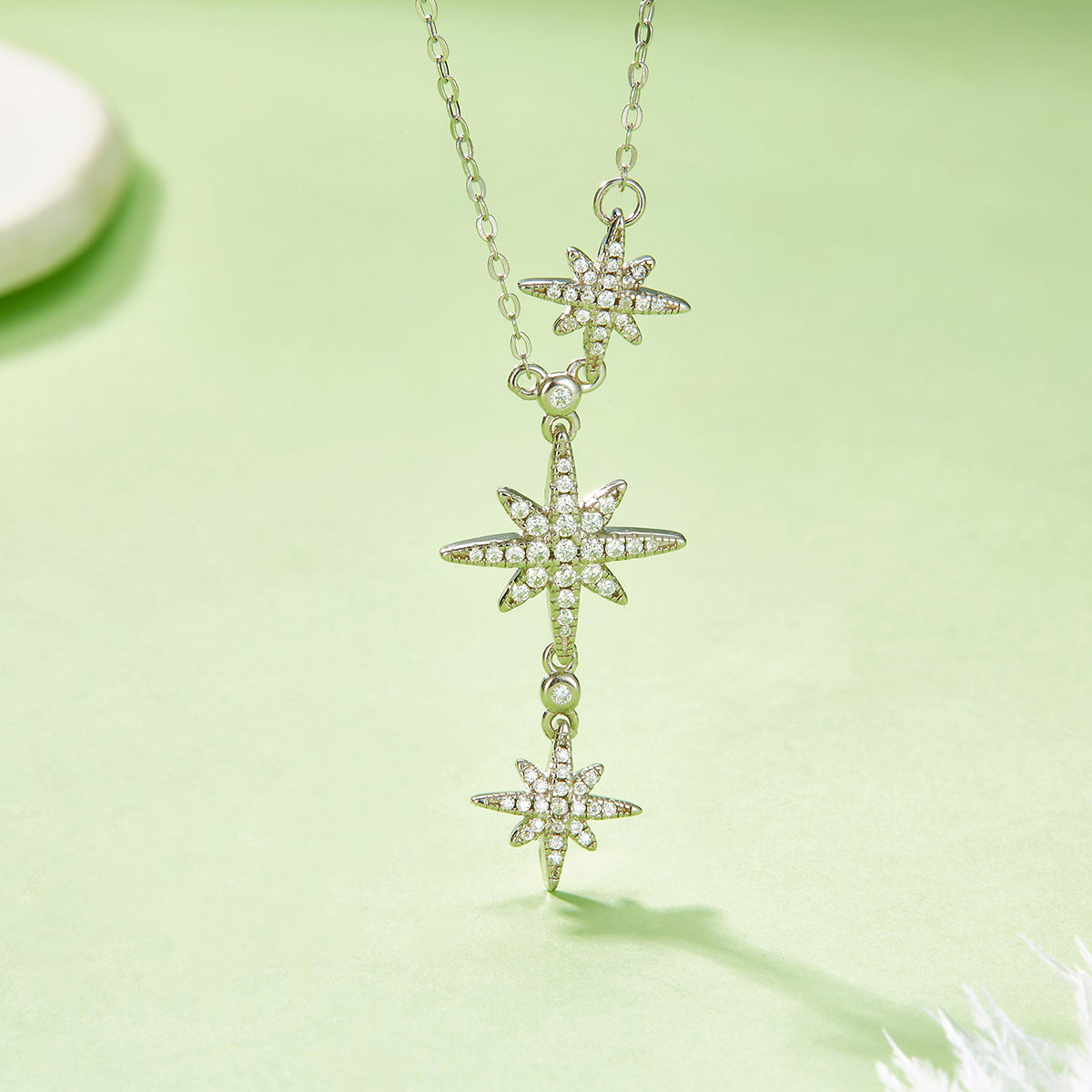 Planderful Moissanite Sky Star Pendant Necklace 0.32CT DVVS3EX Brilliant Sparkle S925 Silver Plated For Her