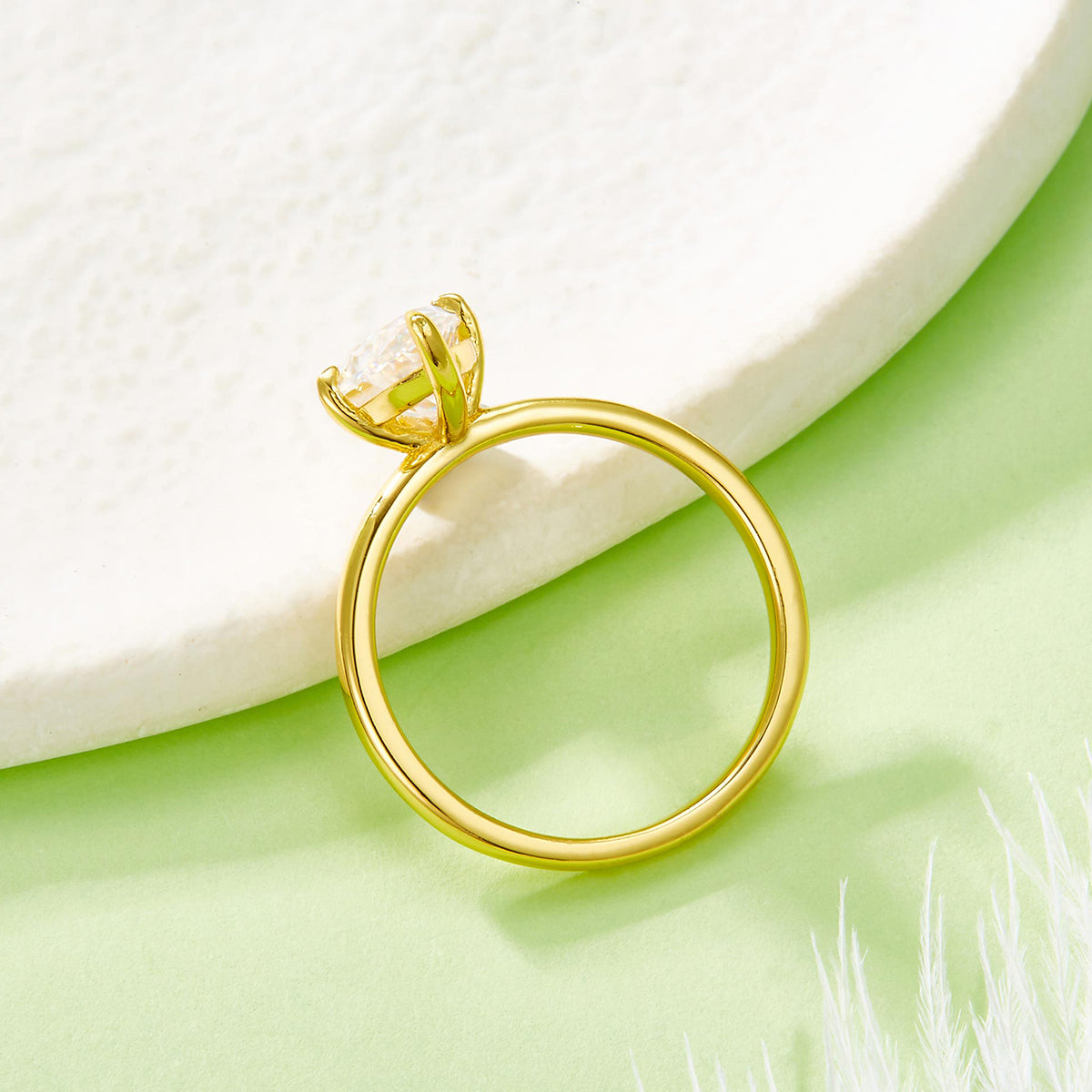 Planderful Moissanite Solitaire Ring 2.0Ct Marquise S925 Gold Plated For Women Elegant Gift