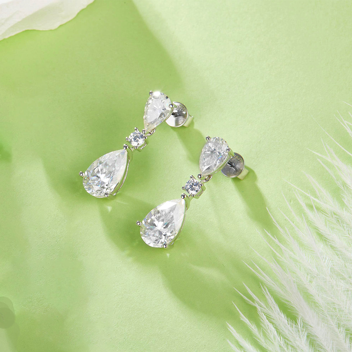 Planderful Shop Moissanite Pear Shaped Earrings 8.0CT Luxury Double Moissanite D VVS 3EX For Women