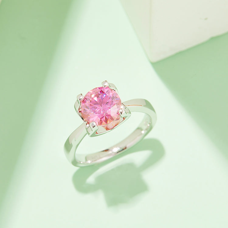 (Four Colours) 1.5CT Moissanite Round Cut Solitaire Ring for Women