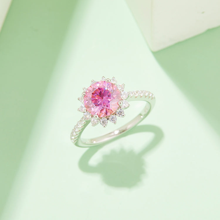 Products (Four Colours) 1.5CT Moissanite Round Cut Halo Ring for Women