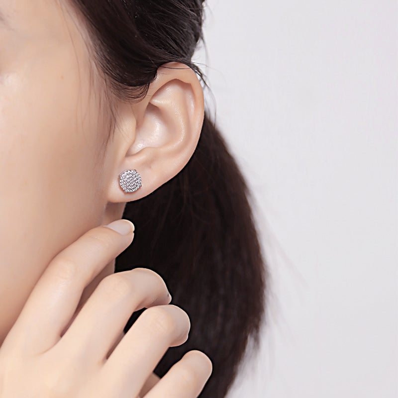 Zircon Round Silver Studs Earrings for Women
