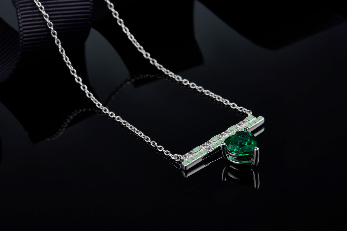 Emerald Colour Balance Love Enamel Necklace for Women